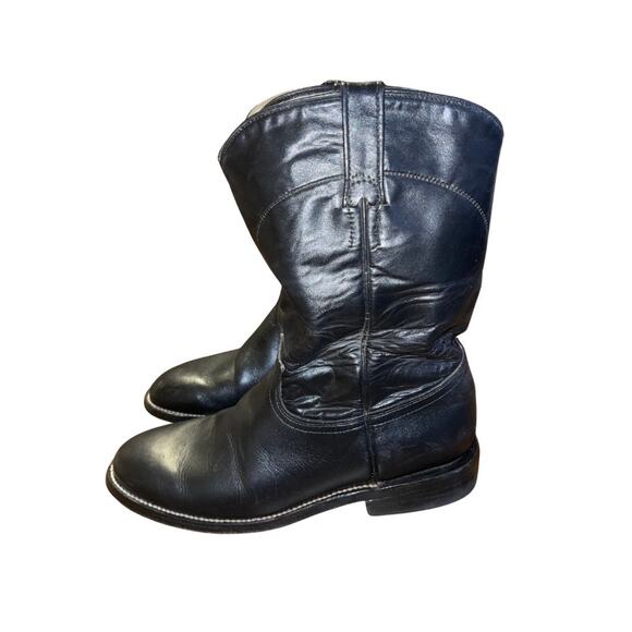 Cowtown Vintage Mens Roper Black Leather Boots Western Cowboy Size 8 - Picture 2 of 8